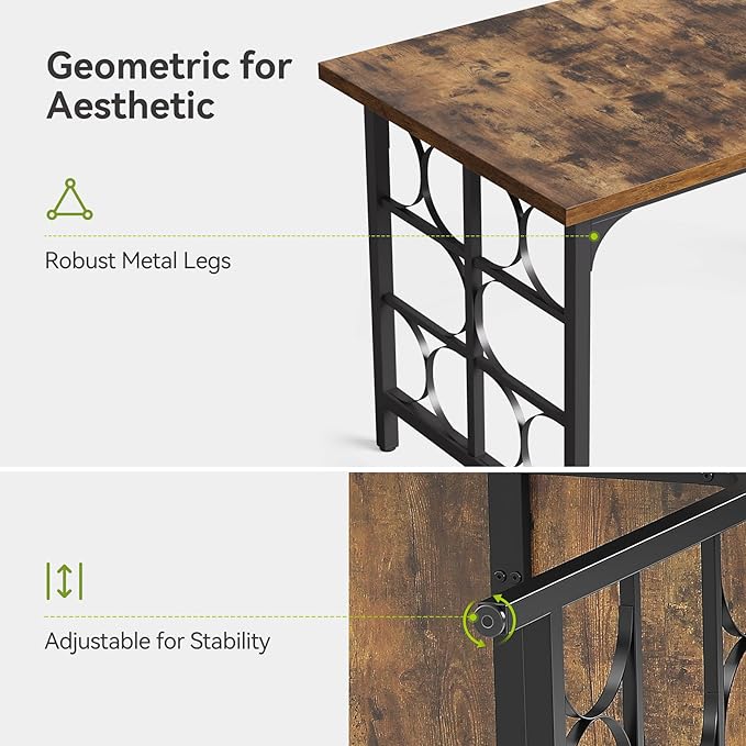 LITTLE TREE Farmhouse Dining Table for 4-6, 54.7-Inch Wooden Rectangle Kitchen Dining Room Table, Industrial Rustic Dinner Desk for Kitchen, Living Room, Home, Brown