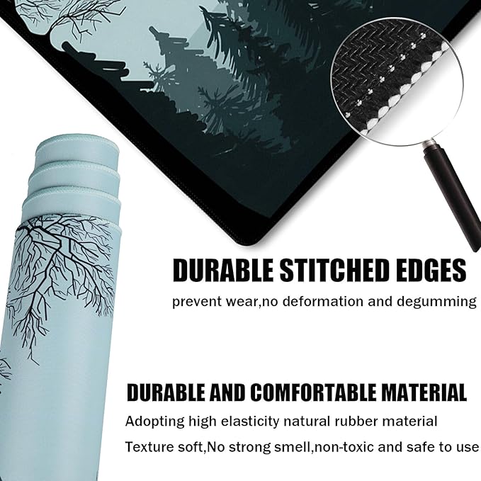 Mouse Pad Forest Background Pattern, Large Mouse Pad for Gamer, (31.5"X15.7") Gaming Mousepad with Nonslip Base, Waterproof Comfy Computer Keyboard Mousepads for Esports Pros/Office/Home