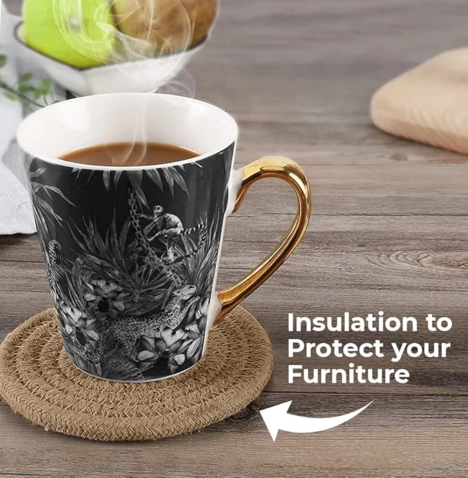 Cute Coaster Set of 6 Pcs, Super Absorbent Drink Coaster for Desk and Worktop Protection (Brown, 4.3 Inches)