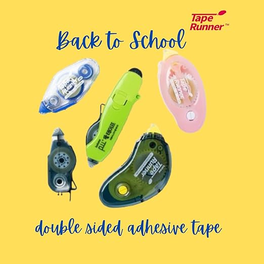 Tape Runner - Double Sided Adhesive with Dispenser Roller Included - Acid Free, Sticky, Transparent - Ideal for Scrapbooking, Crafts & More - Retractable (315 inches per Cartridge), 10 Cartridges