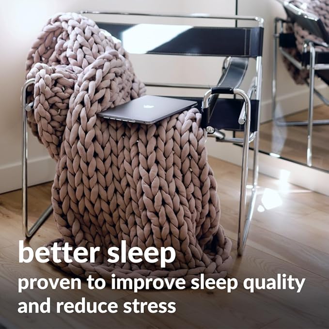 Nuzzie Chunky Knit Blanket - Breathable, Cooling, Hand Made Knit Throw Blanket for Sleep - Machine Washable, Stylish Decor Design (Dusty Rose, Full |16lbs | 48" x72)