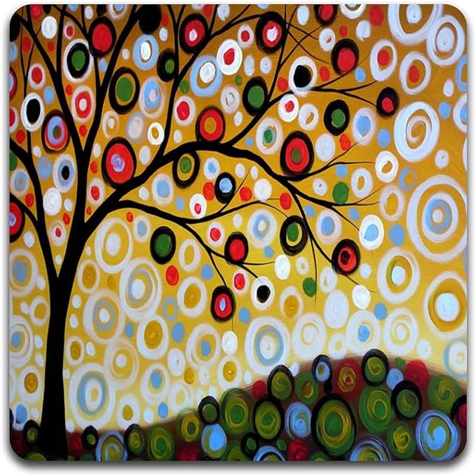 Color Tree of Life Square Coaster Set - Made of Recycled Rubber - Set of 4