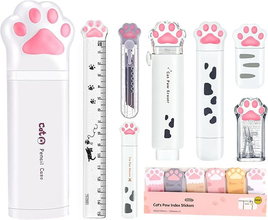 Cute School Supplies, Cute Stationary,Birthday Party Favors Set,Including Pencil Sharpener,Eraser, Correction Tape, Ruler, Mini Scissors,Utility Knife, for Cute School Supplies