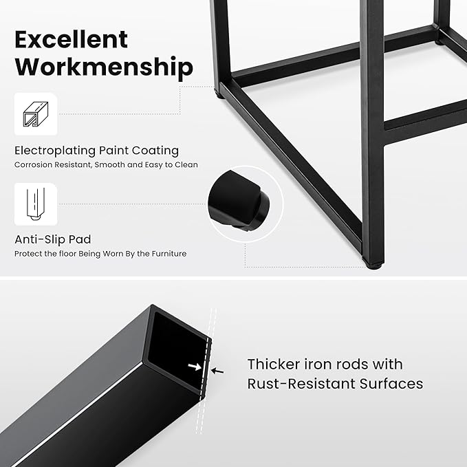 PHI VILLA Bar Stools Set of 2 - Thick Cushion Bar Chairs Metal Steel Frame Base with Footrest, Counter Height 24'' Bar stools