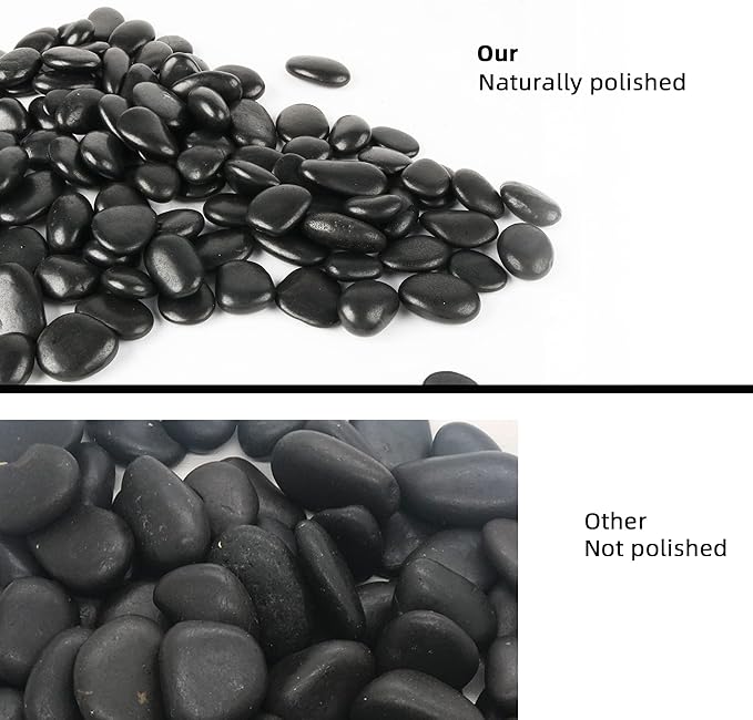 Black Pebbles for Plants 3lb Bulk Bag 0.5"- 1" Aquarium Gravel Decorative Polished Stone Natural River Rocks for Fish Tank…