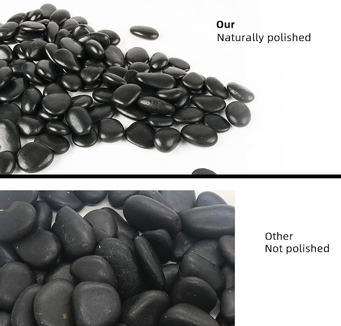 Black Pebbles for Plants 18lb 0.5"- 1" Aquarium Gravel Decorative Polished Stones Natural River Rocks for Fish Tank