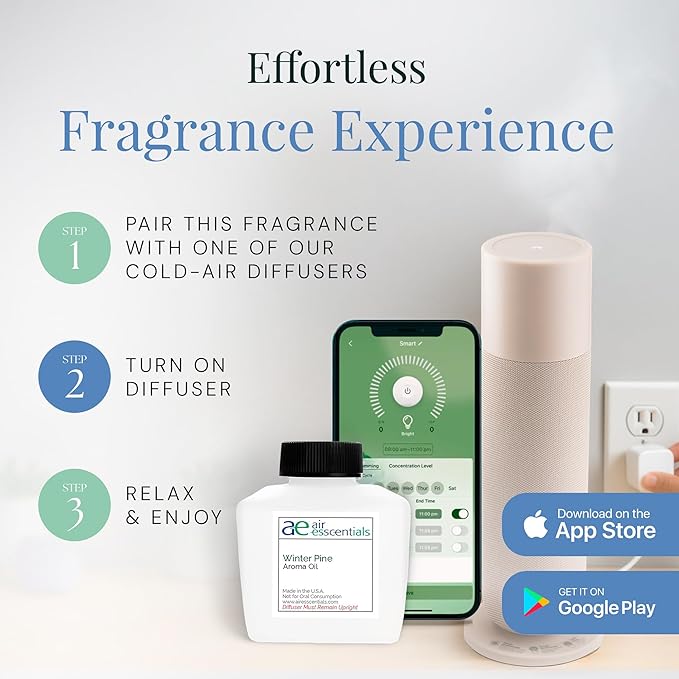 Winter Pine Aroma Oil, Christmas Essential Oil Blend for Diffusers & Scent Machines, Fresh Cut Pine & Fir Tree Fragrance, Cold-Air Diffuser Compatible, 100mL