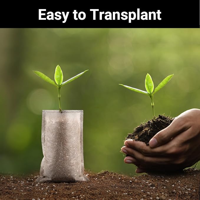 Plant Nursery Bags, 200PCS 3.5"x4.7" Non-Woven Plant Seeding Grow Bags, Vegetables Fabric Seedling Bag Pots Planting Transplant Grow Pouch Home Garden Supply