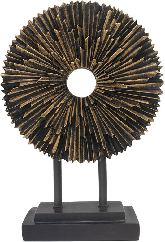 aboxoo Abstract Round Staute,Modern Decorative Home Decor,Office Desk Sculpture for Men,Creative Round Line Ornament for Bookshelf,Bedroom,Desktop,Dining Table(Copper)