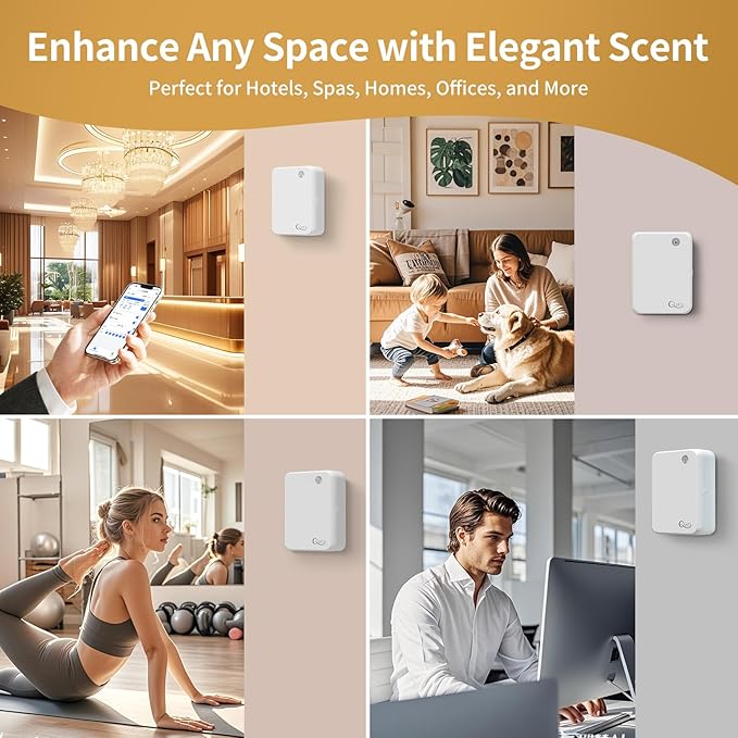 Smart Scent Air Machine with 500ML Capacity, Waterless Cold Air Diffuser for Home & Commercial Use, Covers up to 2500 Sq.Ft, Includes 160ML LUNEVIA Aromatherapy Oil