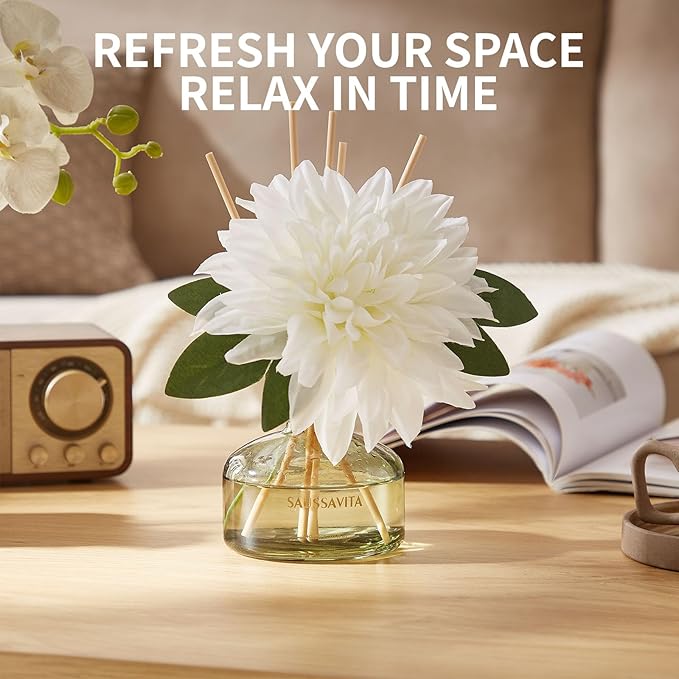 Reed Diffusers Set unfettered Dew Scent, Bathroom Floral Scent Diffuser, Reed Diffuser for 120 Days, Bathroom Diffuser with 7 Sticks, Office Desk Accessories, Bedroom Decor