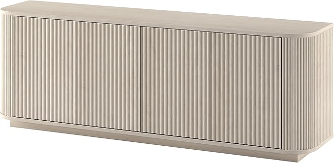 Henn&Hart Rectangular TV Stand for TV's up to 75" in Beech White, for Home, Living Room, Bedroom, Entertainment Room, Office