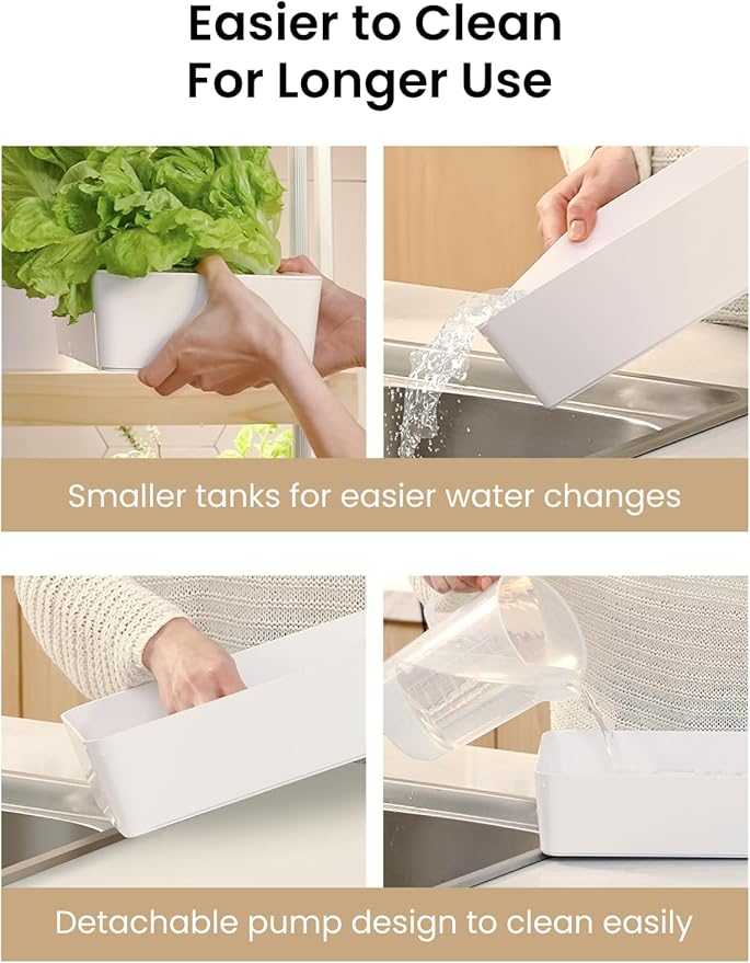 GROWNEER HydroEasy1.0 Hydroponic Growing System, 2-Tier Indoor Garden with Full-Spectrum LED Grow Lights, 32 Pods, Solid Wood Design, Independent Water Circulation, Ideal for Vegetable, Herb, Red Oak