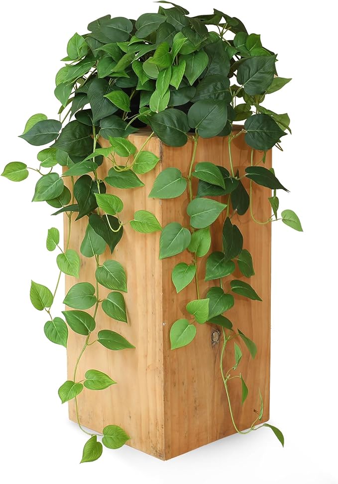 Fake Pothos Hanging Plants – Set of 2 Faux Ivy Vines with Pots, Realistic Silk Devil’s Ivy for Indoor Décor, Low Maintenance Artificial Greenery for Home or Office (Green)