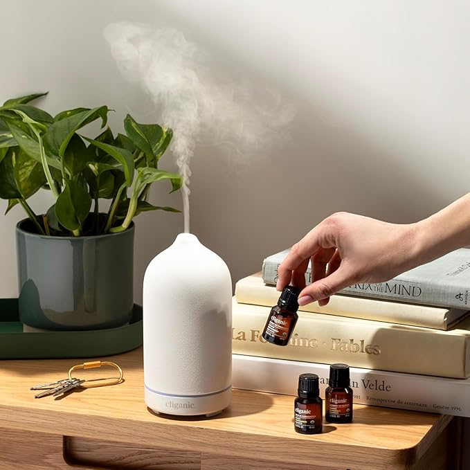 Cliganic Organic Aromatherapy TOP 12 Essential Oils Set, 100% Pure - Peppermint, Lavender, Eucalyptus, Tea Tree, Lemongrass, Rosemary, Frankincense, Orange, Lemon, Cassia, Cedarwood & Grapefruit