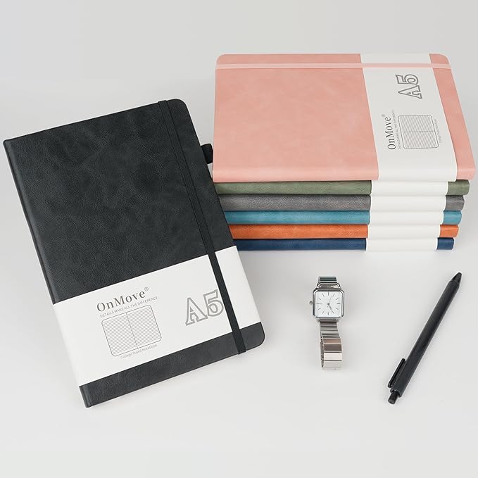 Notebooks Journal for Women Men 3 Pack Bulk Leather Hardcover with Pen Holder A5 160 Pages 100 GSM Thick Paper for Work School Lined Green