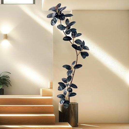 7.2ft Artificial Rubber Tree Faux Plants Indoor Faux Floor Artificial Trees Indoor,Fake Plant Fake Tropical Plants,Large Floor,Real Touch Rubber Tree for Home Decor