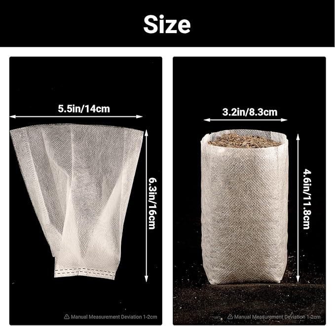 Plant Grow Bags, 400pcs Plant Nursery Bag 5.5 x6.3 Inches, Fabric Seedling Pots Non-Woven Pouch for Potato, Flower, Tomato Plant Starts & Clones, Fruit Protection Bags Home Gardening Supply