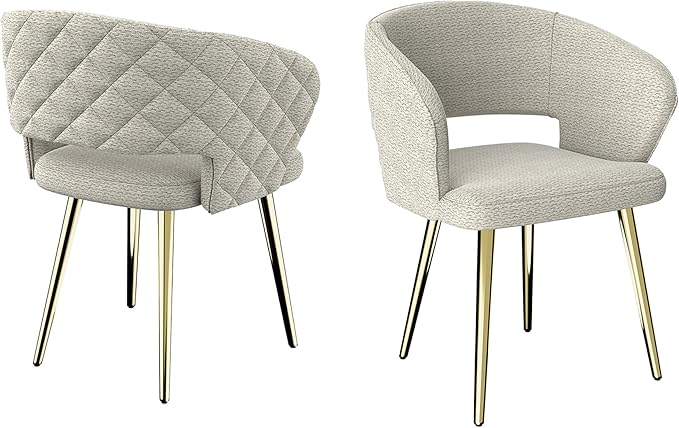 Ottomanson Dining Chair, Set of 2, Beige/Gold