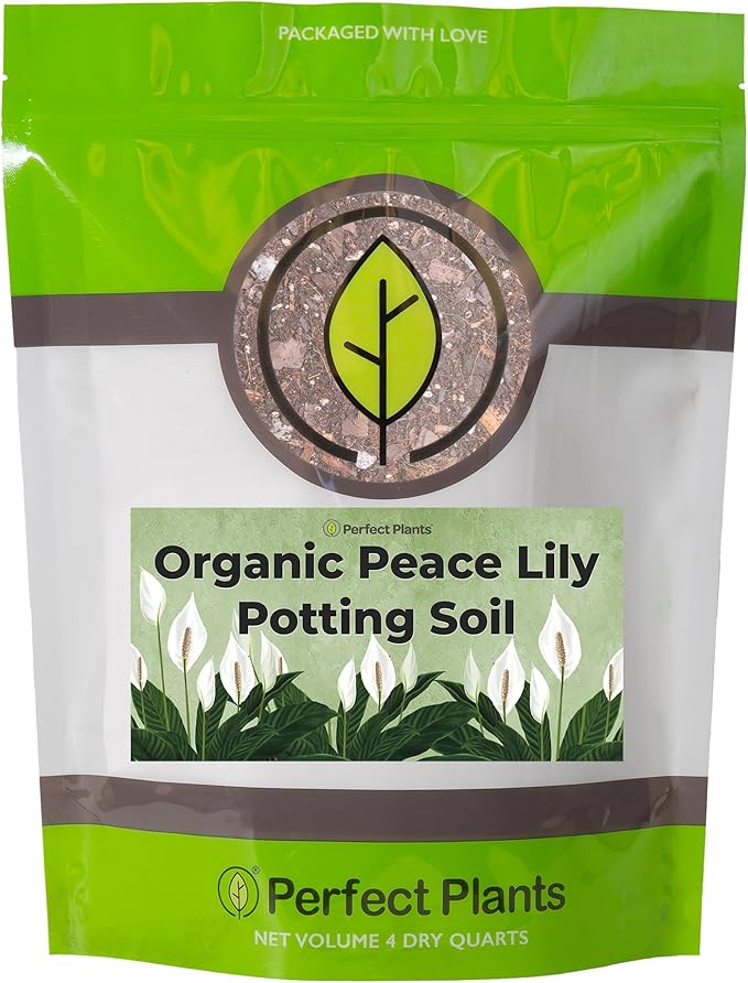 Organic Peace Lily Potting Soil by Perfect Plants | Organic Premium Mix | Use with Peace Lily, Pothos, or Other House Plants (4qt)