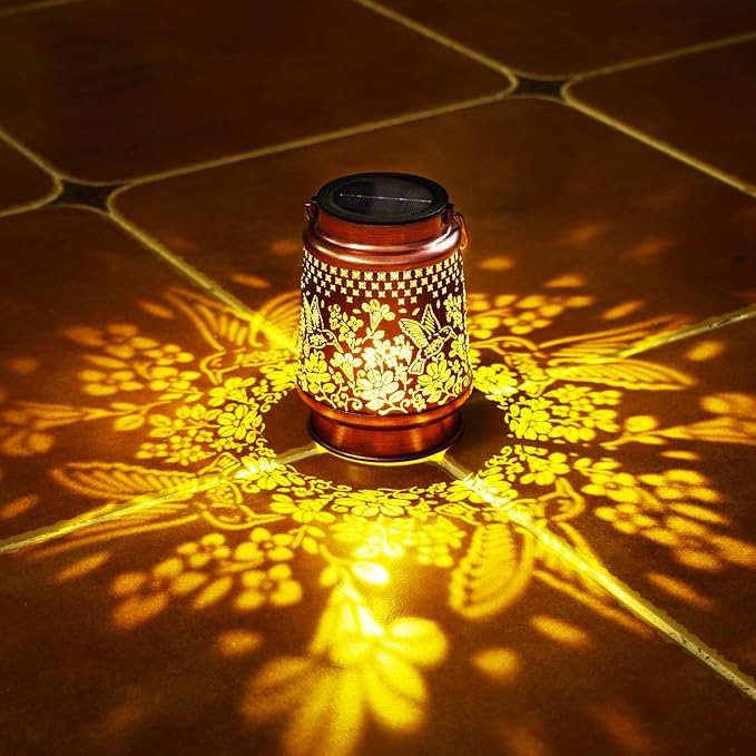 Homemory Solar Lanterns Hummingbird Lights Outdoor Waterproof Garden Decor Women Gifts for Birthday, LED Hanging Solar Lights Metal Lantern Decoration Outside for Yard, Patio, Backyard, Porch, Lawn