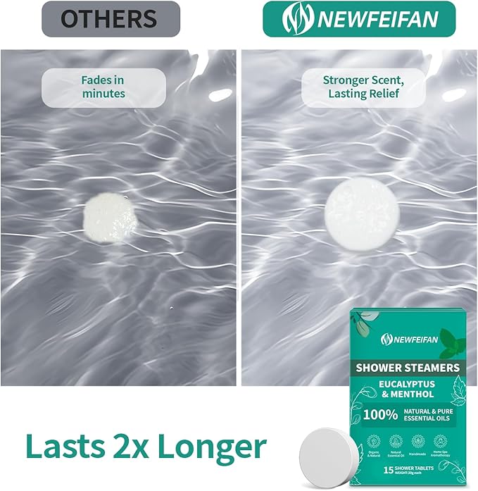 Shower Steamers Aromatherapy 15 Pack Bath Bombs Gifts for Women & Men Organic Eucalyptus & Menthol Essential Oil, Spa Relaxing Birthday Gifts for Wife & Husband, Travel Essentials Aromatherapy