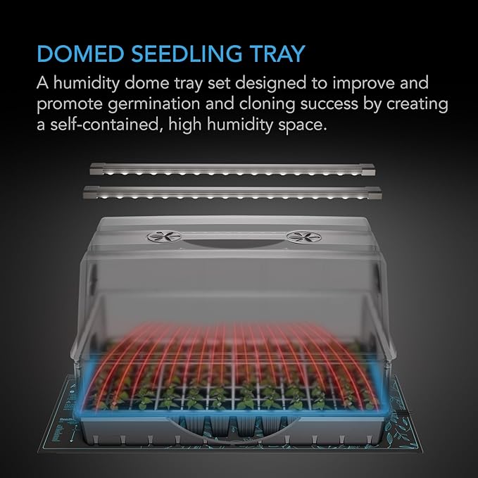 AC Infinity Heavy-Duty Large Humidity Dome 6x12 Germination Kit with Waterproof Seedling Mat, Full Spectrum LED Grow Light Bars, Samsung LM301H EVO Diodes, Vented Extension Panels, for Seed Starting
