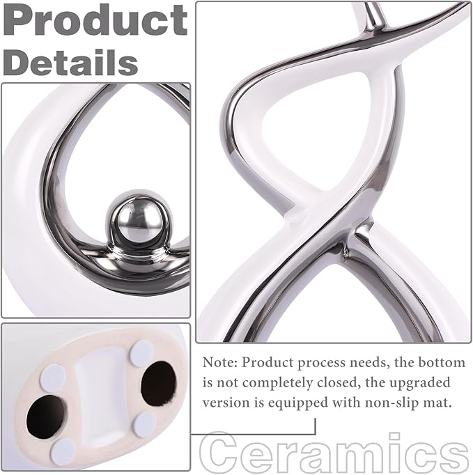 Silvery Modern Sculpture Table Decorations, Ceramic Knick Knacks Statues for Living Room Decor, Tv Stand and Desk Decor, Suitable for Coffee Tables and Shelf Decorations, Great Gift Idea