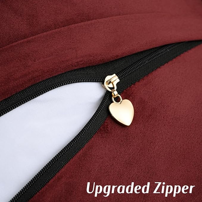 FUTEI Burgundy Chenille Throw Pillow Covers 12x20 Inch Set of 2,Soft Cozy Bound Edge Design Lumbar Pillow Cases,Home Decor for Couch Bed Living Room