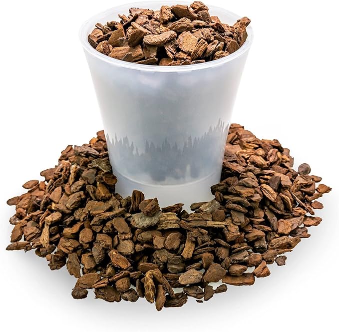 New Zealand Pinus Radiata Bark - Organic Hand Mixed New Zealand Orchiata Pine Bark for Orchids - Medium Chips 9-12mm - 1 Quart Bag