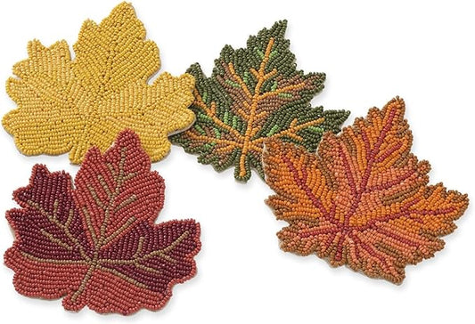 Folkulture Coasters Set of 4 | (4") Fall Coasters for Farmhouse Decor or Fall Table Decor | Boho Costers for Thanksgiving Decorations | Autumn Decor or Fall Stuff for Home | Bar Coaster Set