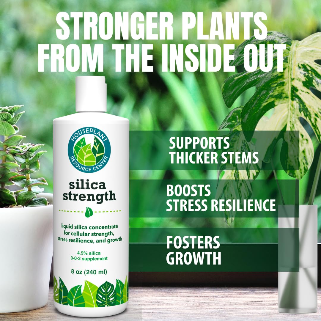 Silica Strength Plant Supplement – Strengthens Stems, Supports Upright Leaves & Improves Stress Resilience | Ready-to-Use 4.5% Liquid Concentrate for Houseplants | 8 oz | Makes 96 Gallons