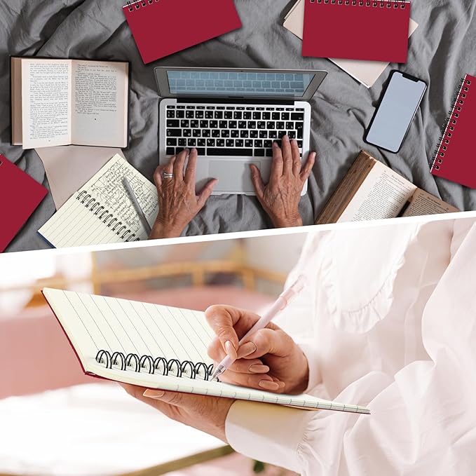 Jutom 18 Pcs Small Spiral Notebooks Memo Pads 3x5 Bulk Small Pocket Notebooks Mini Notepads with Lined Pages Mini Journals for Office Back to School Work Writing Supplies, 120 Pages (Red)