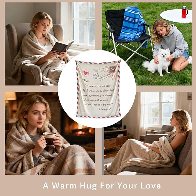 Geniospin Airmail Throw Blanket, Gift for Women/Teenage Girls/Daughter/Son/Grandma, Super Soft Flannel Throw Blanket for Christmas for Couch Bed Sofa, Warm and Cozy