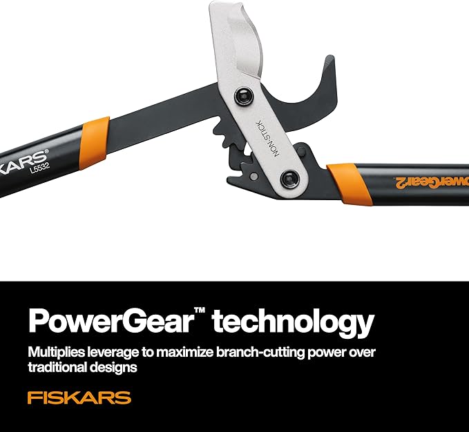Fiskars 32-Inch Loppers for Tree Trimming, Heavy Duty, Low-Friction Sharp Steel Blade, Branch Cutter up to 2-Inch Diameter Cut Capacity, PowerGear2 Technology that Multiplies Power for Less Effort
