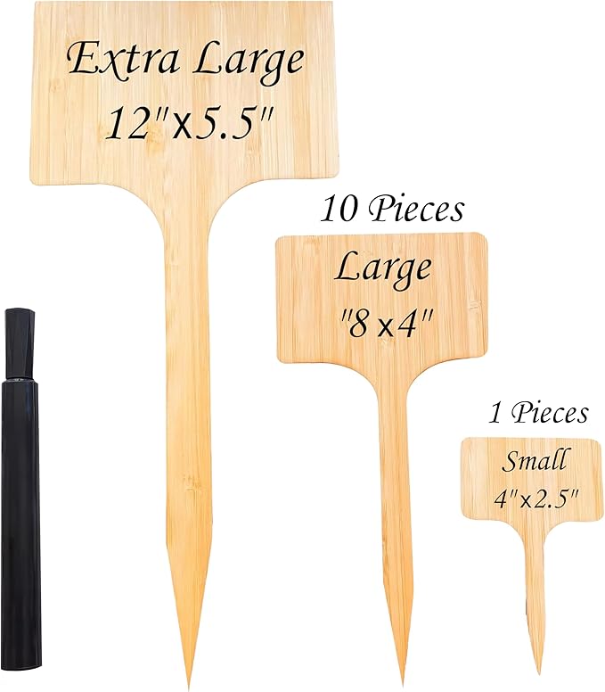 10 Pack 8 Inch Tall Plant Labels Large Garden Markers Plant Name Tags for Flowers, Herbs, Vegatables, Seeds, Bulbs Easy to See Larger Writing Area with Full Size Marker
