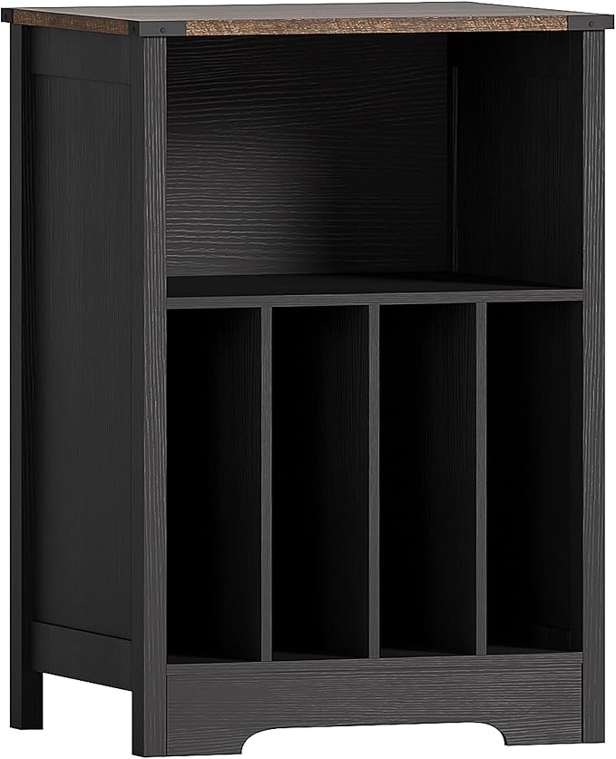 ChooChoo Record Player Stand, Vinyl Record Storage Cabinet, Turntable Stand Holds up to 160 Albums, Record Player Table Display Shelf for Living Room, Bedroom, Office, Vintage Black