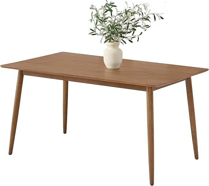 Alaterre Furniture Calais 59 Inch Mid Century Modern Dining Table for 4 - Rectangular Solid Wood Table with Minimalist Design - Mid Century Modern Furniture for Dining Room or Kitchen (Pecan Finish)