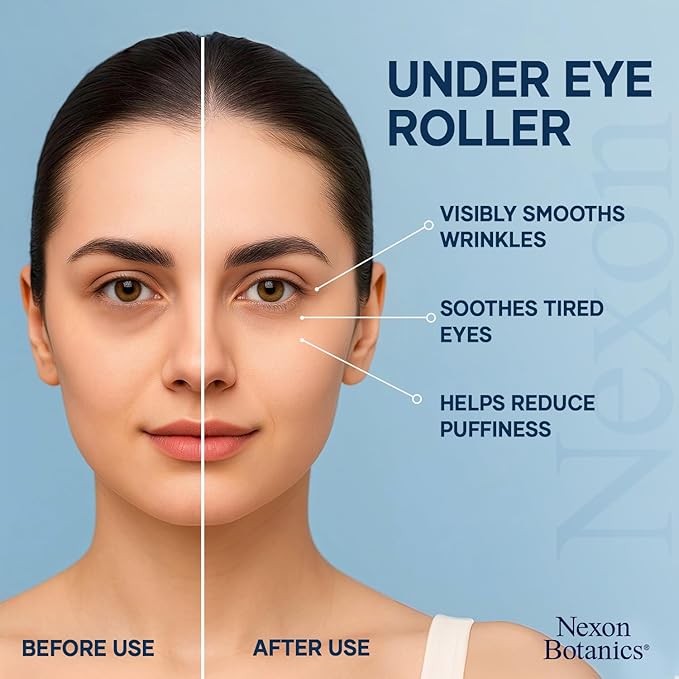 Organic Castor Oil and Frankincense Eye Roller 10 ml - Under Eye Puffiness & Fine Line Moisturizer - Lightweight Roll On - Nexon Botanics