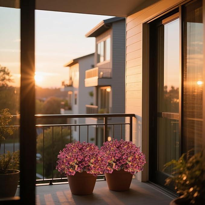 Artificial Mums for Outdoors Garden Home Fall Decor uv Resistant Outdoor Faux Plants Indoor Plastic Fake Plants Greenery Boxwood Porch Patio Fake Mums Flowers 12 Bundles Yard Decorations