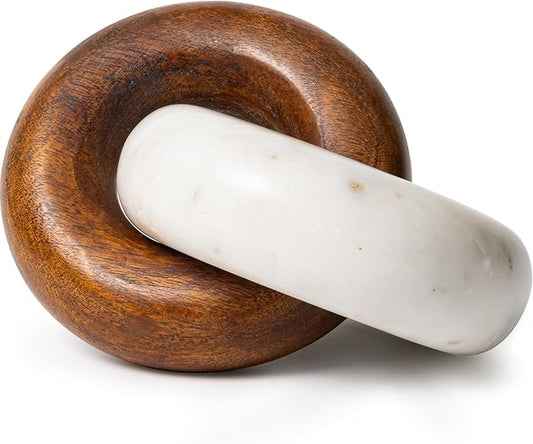 Cork & Mill Marble and Wood Knot Decor - Decorative Object for Shelves, Bookcase, Console, Mantel or Side Table - Entryway Decor Item - Coffee Table Centerpiece for Living Room - Handcrafted Accent