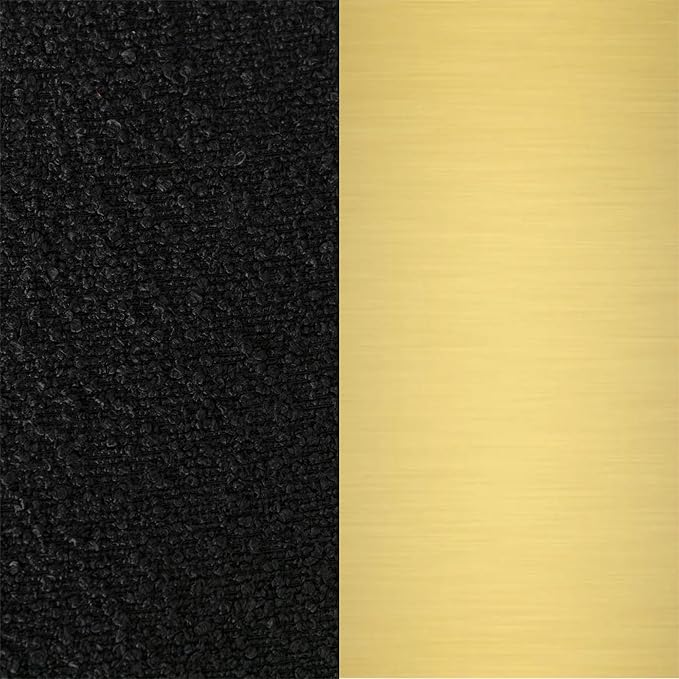 28'' Boucle Bar Stools Set of 3, Black Bar Stools with Backs, Bar Height Stools for Kitchen Island, Upholstered Bar Chairs with Gold Legs