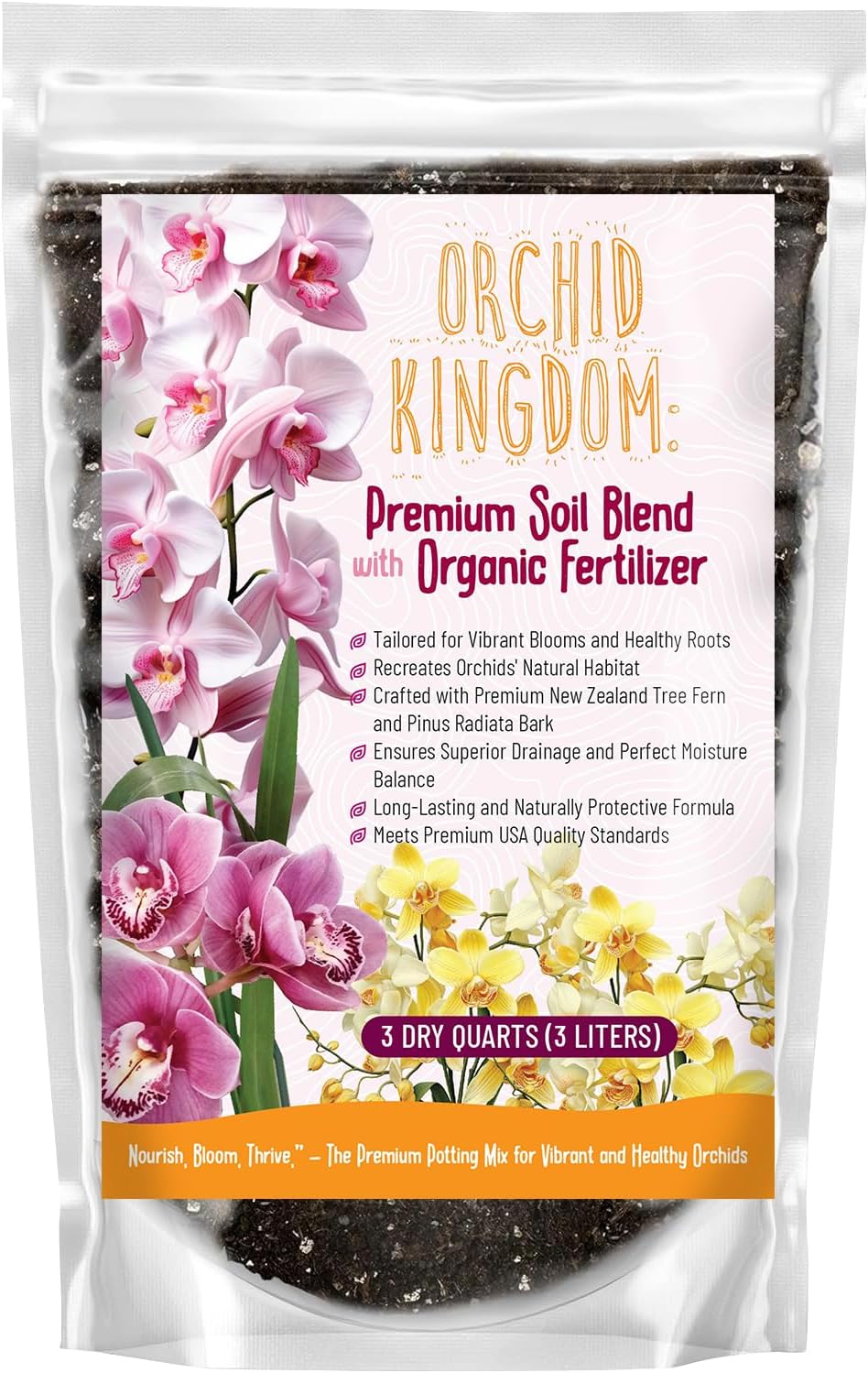 Orchid Potting Mix – Orchid Bark, Sphagnum Moss, Tree Fern & Perlite for Repotting Phalaenopsis Orchids, Indoor Plants, Orchid Soil Medium – Sustrato para Orquídeas (2 Quart)