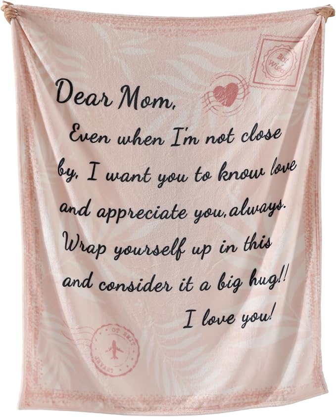 Geniospin Throw Blanket for Mom Birthday Gifts from Daughter Son, Dear Mom Blanket for Christmas, Super Soft Flannel Throw Blanket for Couch Bed Sofa, Warm and Cozy