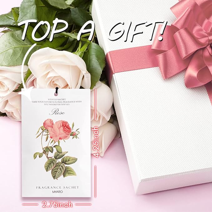 MYARO 12 Rose Sachets for Drawers and Closets, Long-Lasting Sachets Bags Drawer deodorizers Closet Scents Air FreshenerFresh Scents, Home Fragrance for Lover