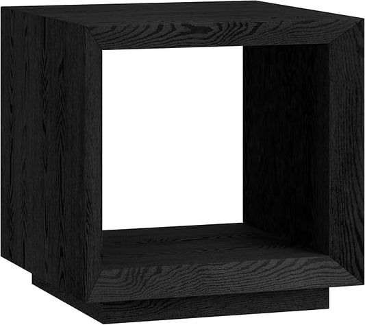 Henn&Hart 22" Wide Rectangular Side Table in Natural Black, for Home, Living Room, Bedroom, Entertainment Room, Office