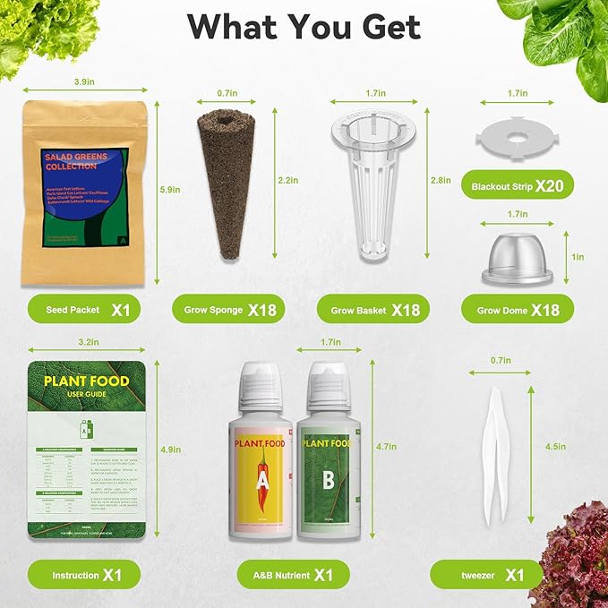 inbloom 18-Pod Salad Greens Seed Pod Kit for AeroGarden, Ahopegarden, Gardencube Hydroponic Garden with Spinach, Buttercrunch, Paris & American Lettuce, Swiss Chard, Wild Cabbag – Mothers Day Gift