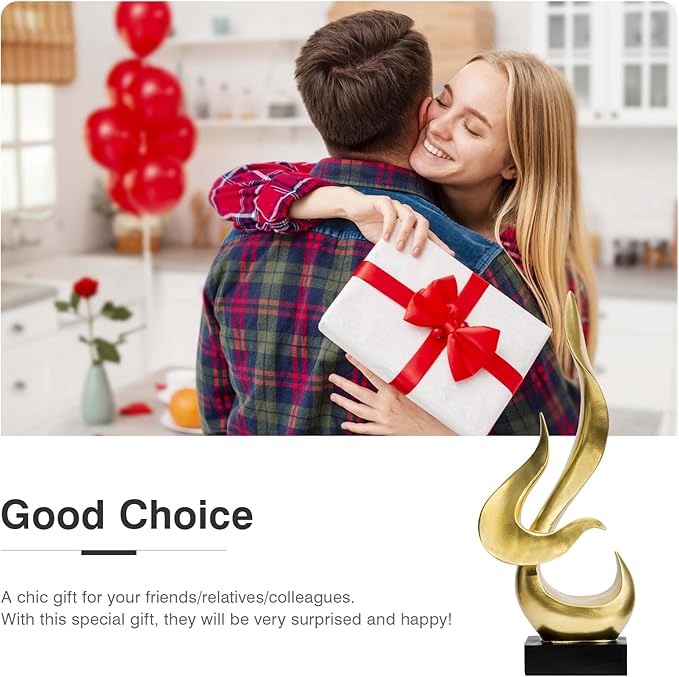 Gold Fire Flame Sculpture, Modern Abstract Resin Statue, Art Statue Home Decor for Living Room TV Stand Coffee Table Shelf Accents Decor.