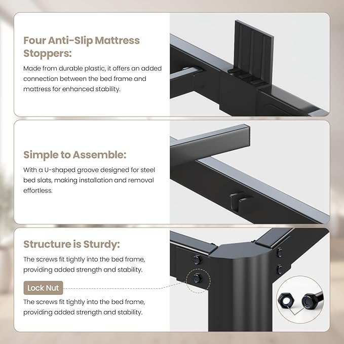 Metal Bed Frame King Size, 14 Inch 3500 lbs Heavy Duty Platform Bed FramesSteel Slats Noise Free No Box Spring Needed, Easy Assemble Sturdy Bedframe with Storage and Mattress Retainers