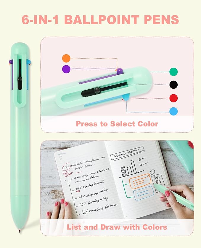 56 PCS Aesthetic School Supplies with Large Pencil Case, 5 Inspirational Ballpoint Pens, 12 Pastel Highlighters, 5 Black Ink Gel Pens, 6 Mechanical Pencils 0.5-0.7mm Student Essentials (Green)